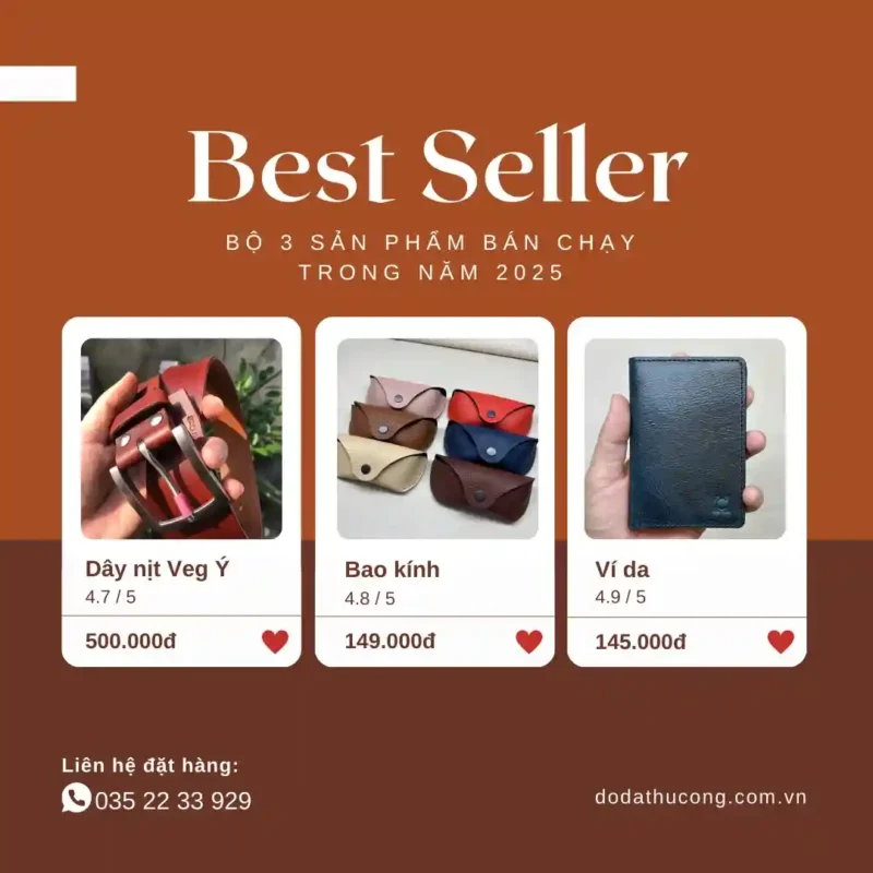 Đồ Da Thủ Công Cao Cấp | Ví Da, Túi Da, Dây Nịt Handmade Trang chủ 9 SẢN PHẨM BÁN CHẠY