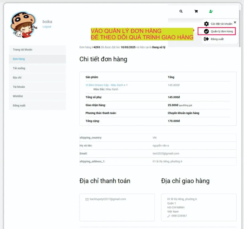 HƯỚNG DẪN MUA HÀNG VÀ THANH TOÁN 5 XEM LAI THONG TIN DON HANG DA DAT
